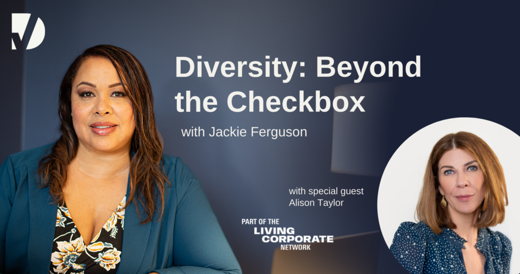 Jackie gets ready to sit down with Alison Taylor, the next guest on, 'Diversity: Beyond the Checkbox.'