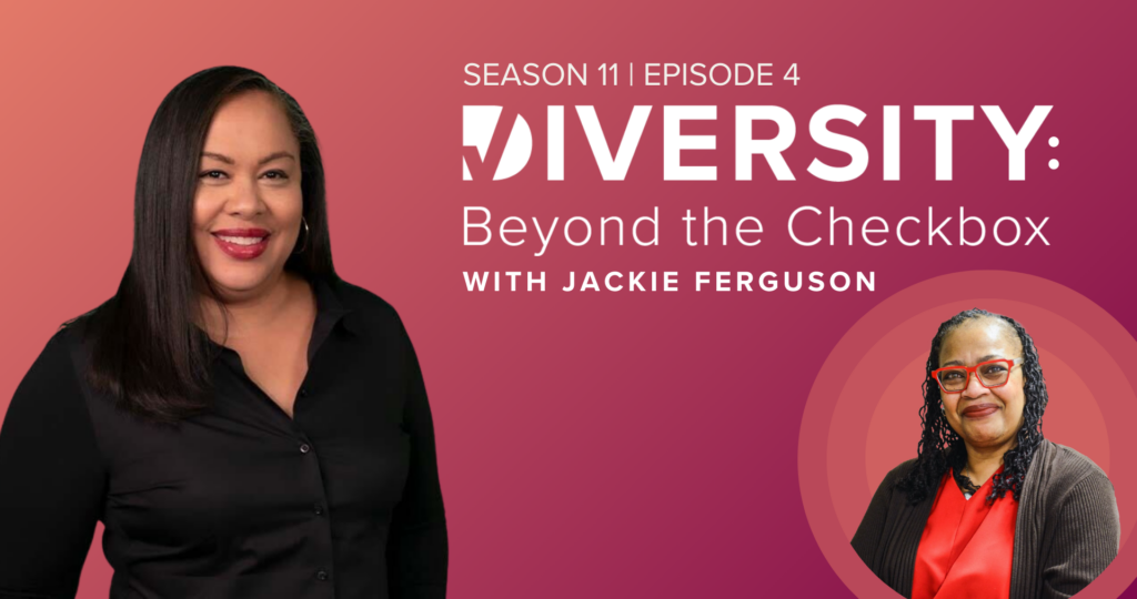 DBTC Podcast episode cover with Jackie Ferguson on the left, and Dr. Sonya Grier on the right